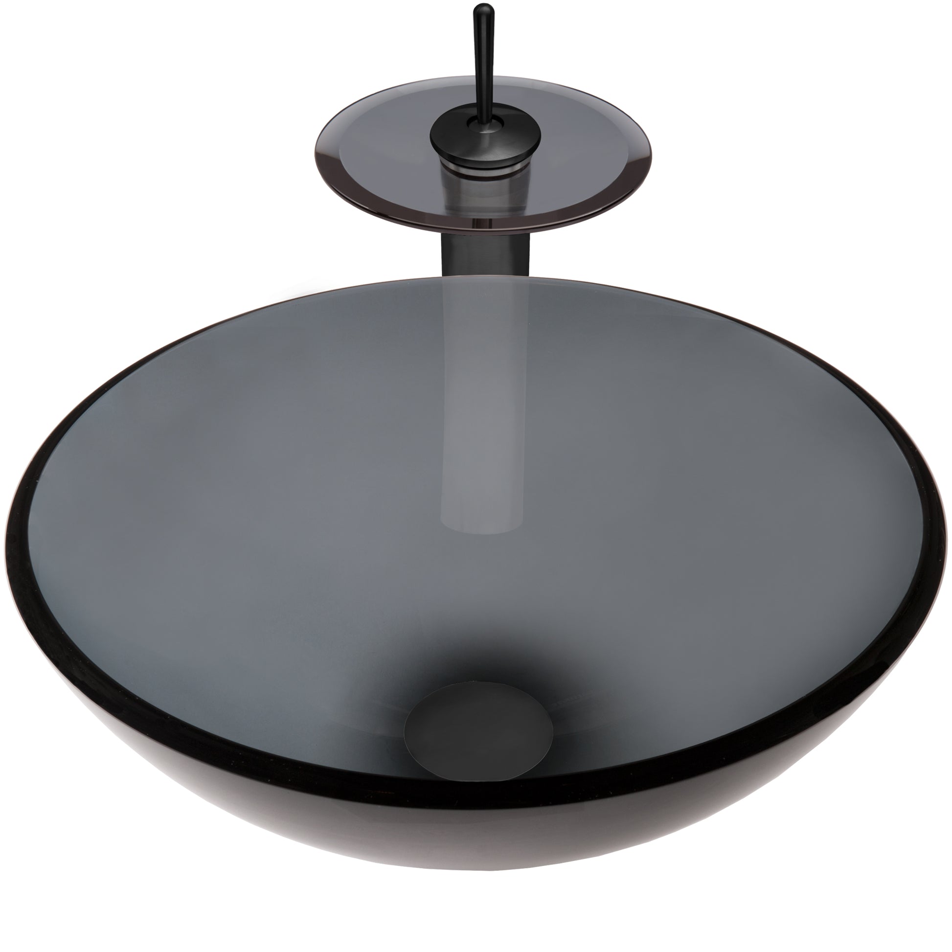 smoke grey glass vessel bowl sink combo
