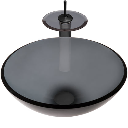 smoke grey glass vessel bowl sink combo