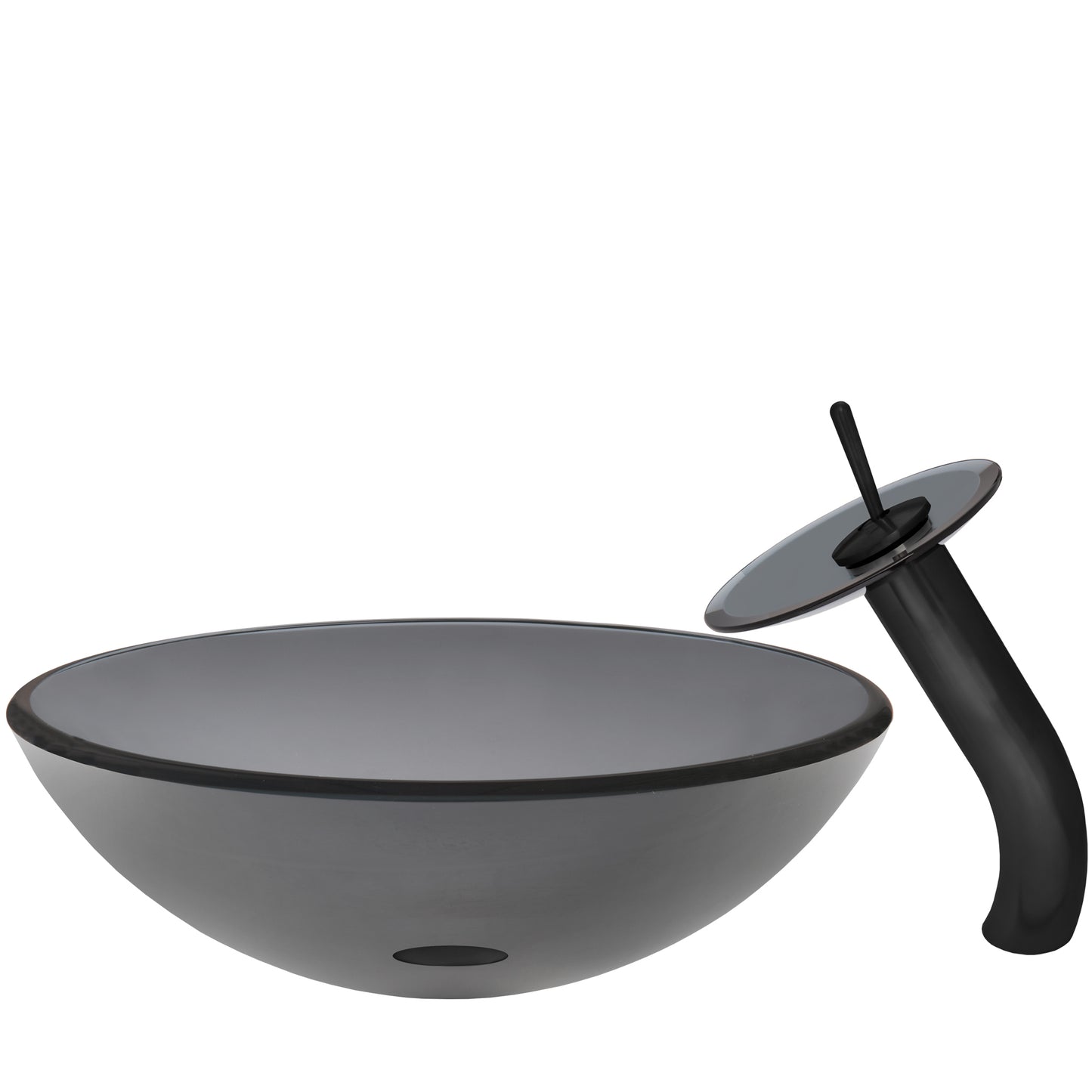 smoke grey glass vessel bowl sink combo