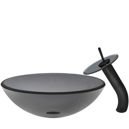 smoke grey glass vessel bowl sink combo
