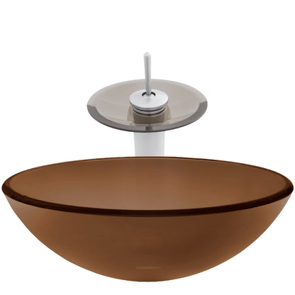 Brown Glass Vessel Bath Sink Set
