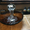 Clear Brown Round Tempered Glass Vessel Bath Sink TIS-168T