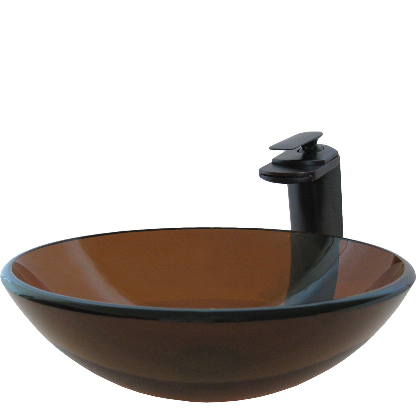 Brown Glass Vessel Bath Sink Set