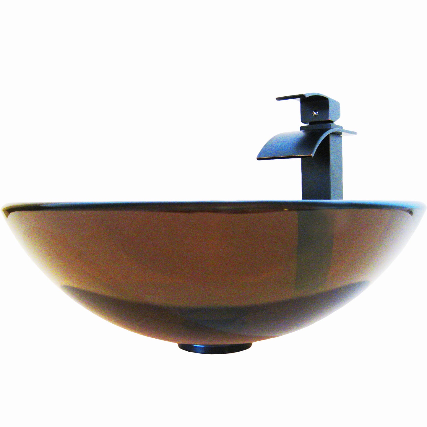 Brown Glass Vessel Bath Sink set