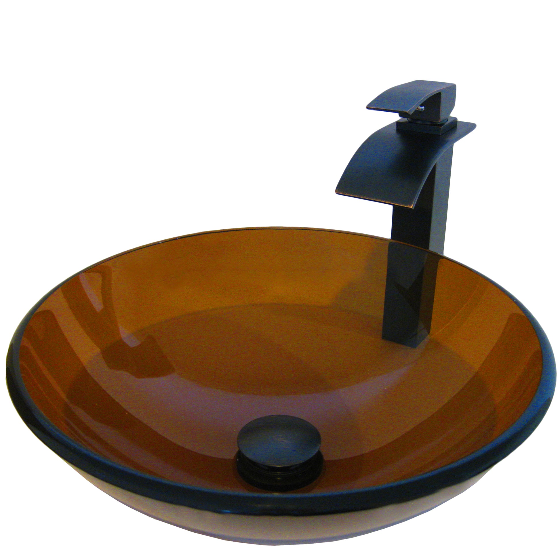 Brown Glass Vessel Bath Sink set