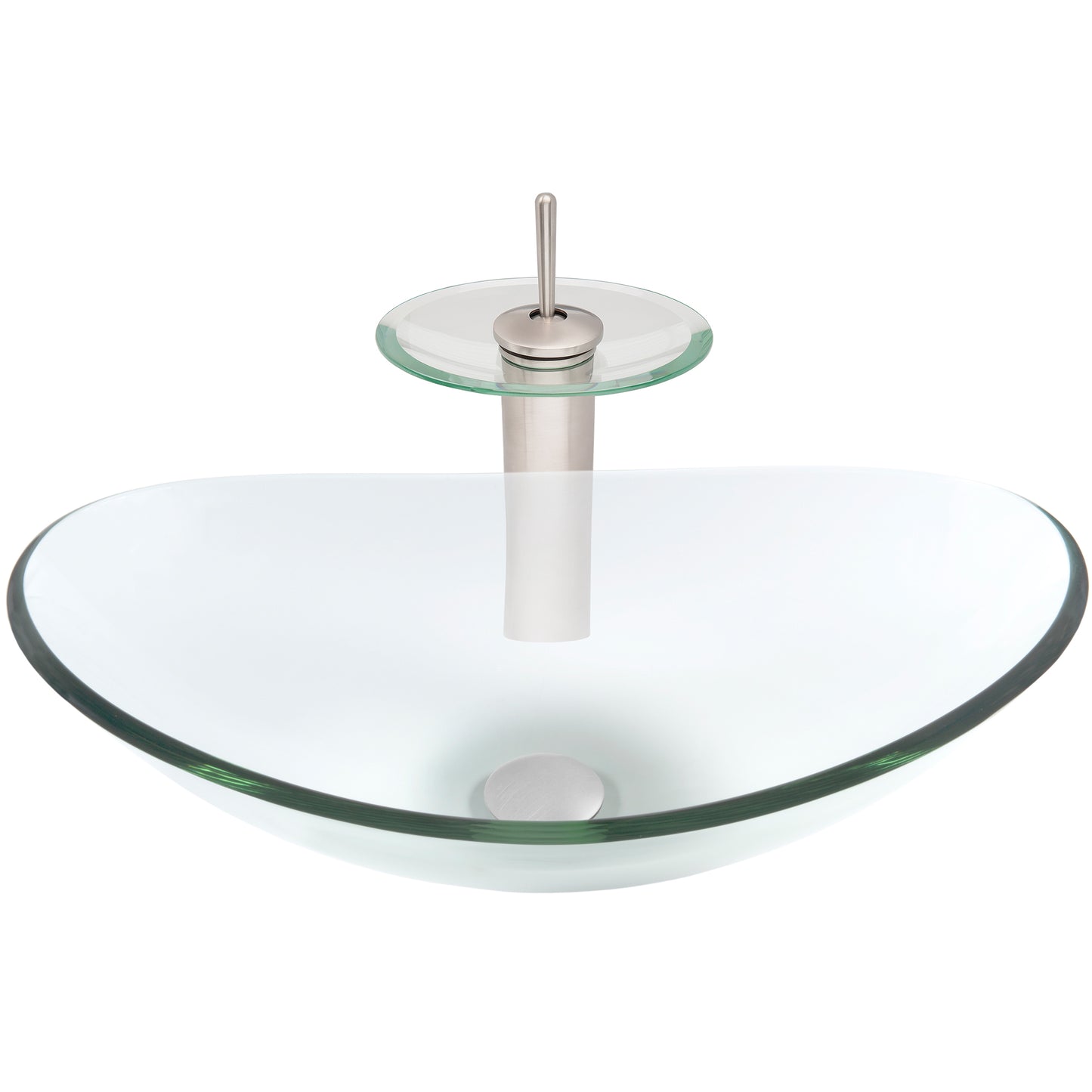 glass vessel oval sink and faucet set