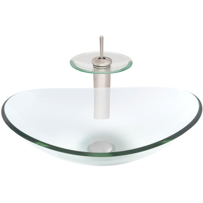 glass vessel oval sink and faucet set