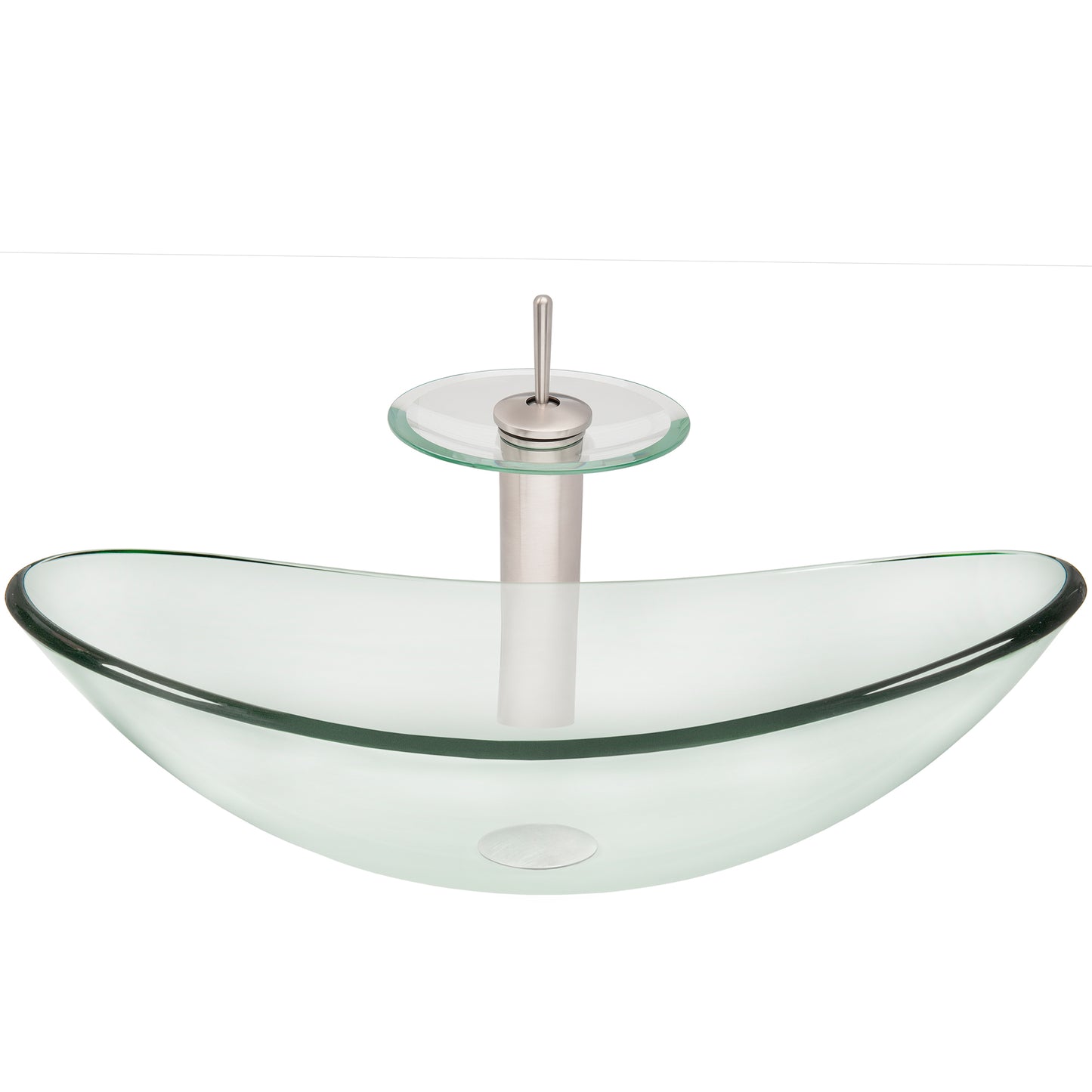 glass vessel oval sink and faucet set