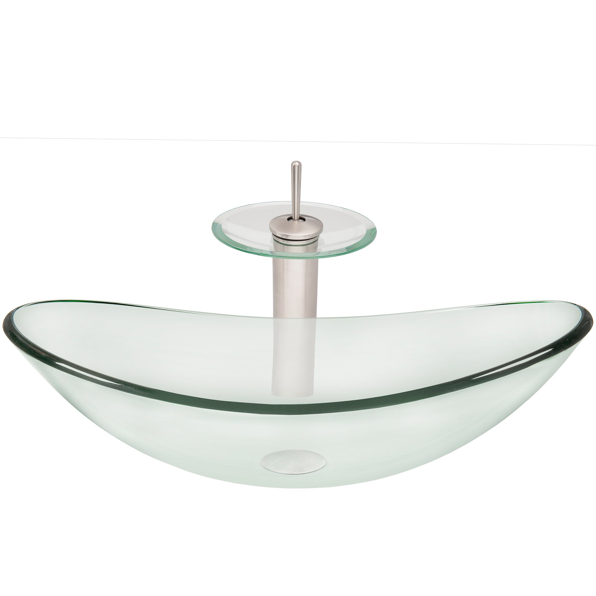 glass vessel oval sink and faucet set
