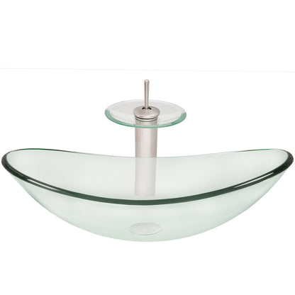 glass vessel oval sink and faucet set