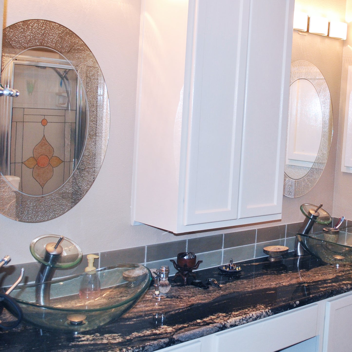 glass vessel oval sink and faucet set