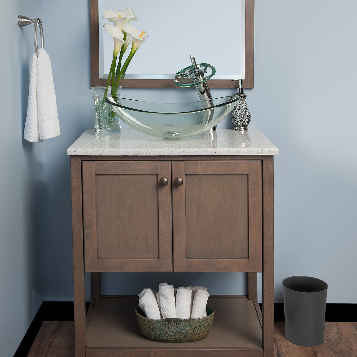 Slipper Clear Glass Vessel Bathroom Sink Combo Series NSFC-324C001