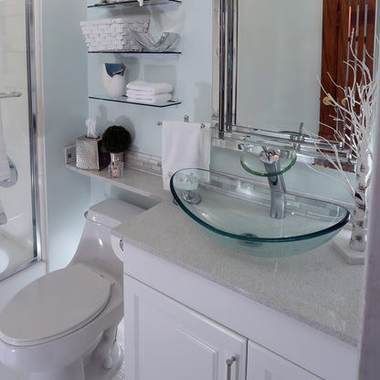 Slipper Clear Glass Vessel Bathroom Sink Combo Series NSFC-324C001