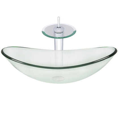 Slipper Clear Glass Vessel Bathroom Sink Combo Series NSFC-324C001