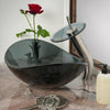 Oval Clear Slate Grey Glass Vessel Bath Sink Combo lifestyle