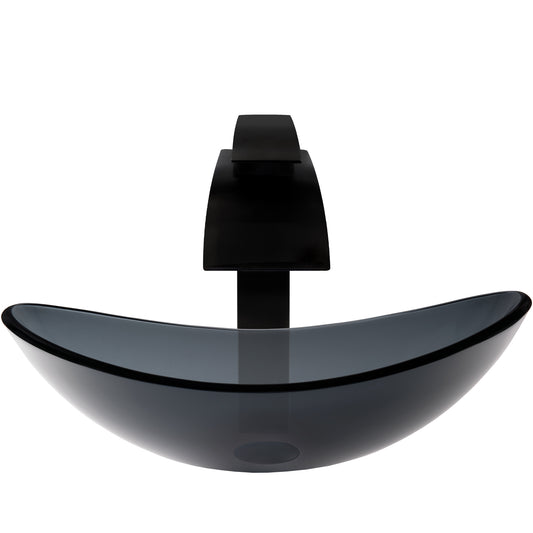 Clear Slate Grey Glass Vessel Bath Sink Combo Series NSFC-324G136