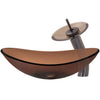 Brown Oval Glass Bath Sink Set