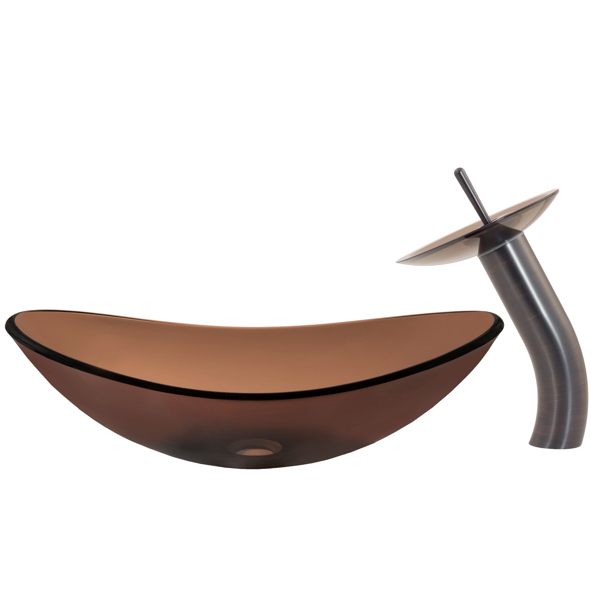 Brown Oval Glass Bath Sink Set