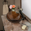brown oval glass sink lifestyle