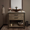 Brown Oval Glass Bath Sink Set lifestyle