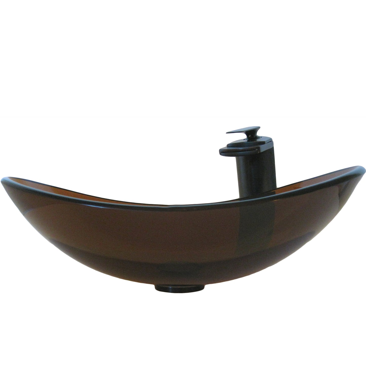 Slipper Clear Brown Glass Vessel Bath Sink Combo NSFC-324T057ORB