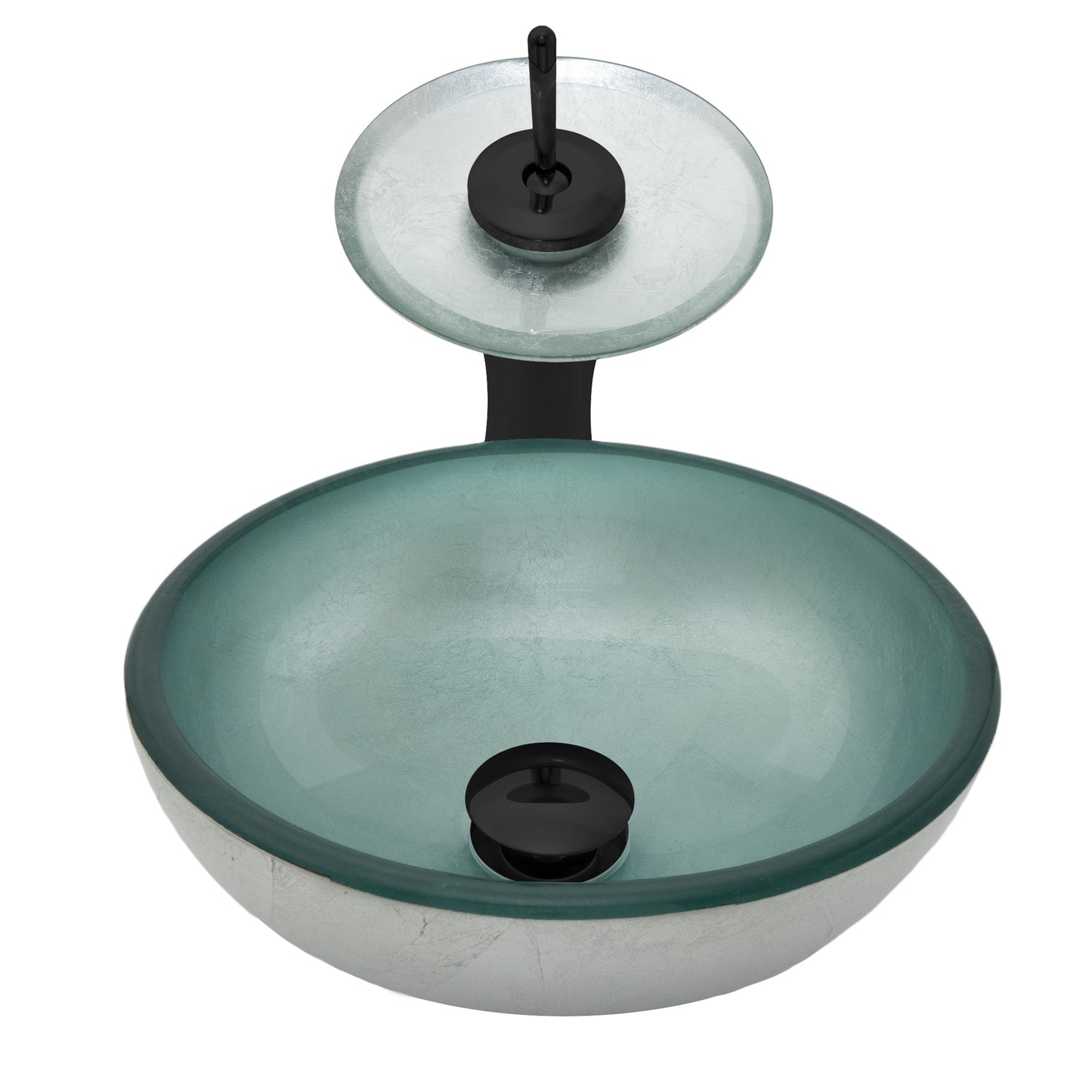 12-inch Silver Foiled Glass Vessel Bath Sink Set