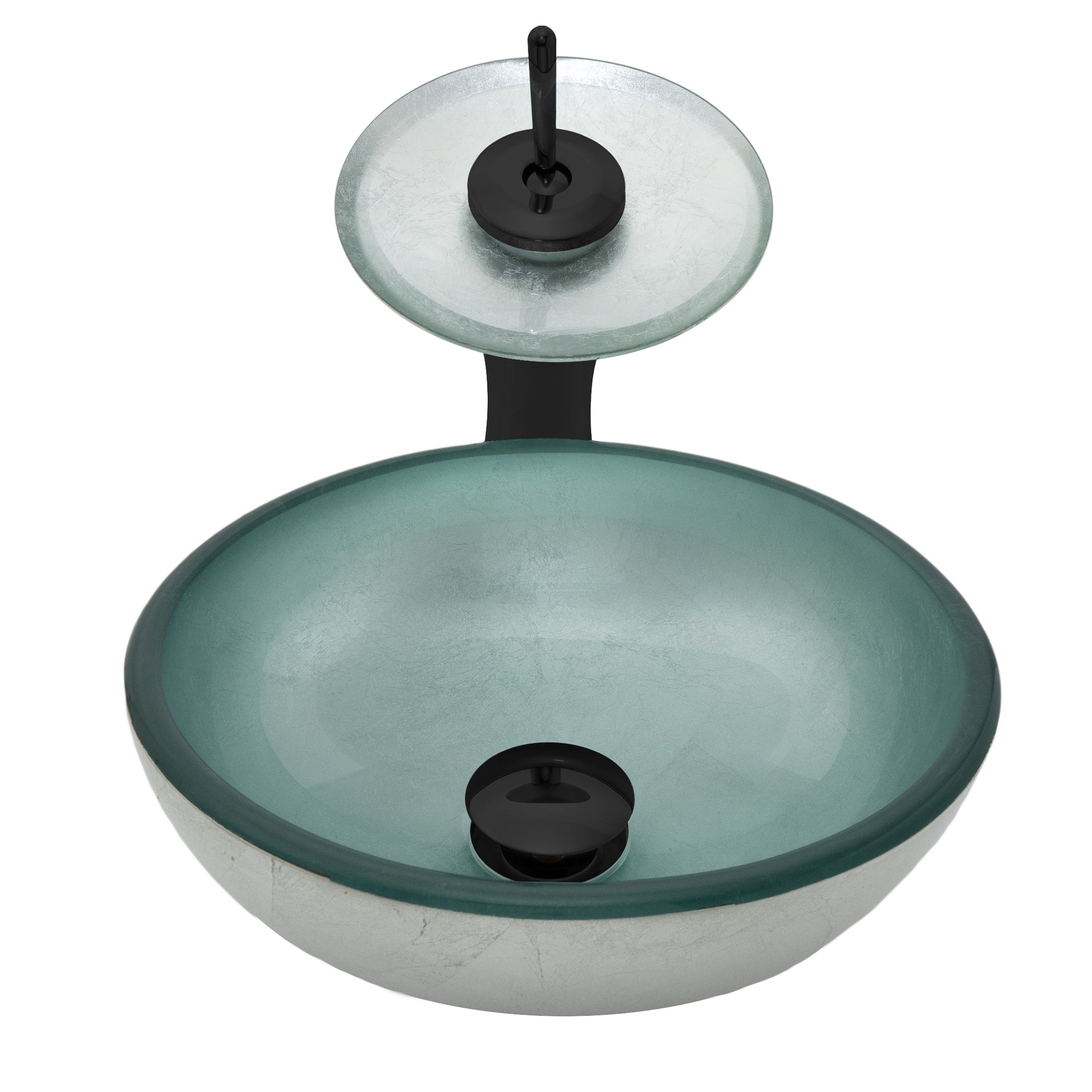 12-inch Silver Foiled Glass Vessel Bath Sink Set