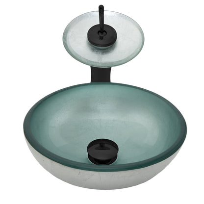 12-inch Silver Foiled Glass Vessel Bath Sink Set