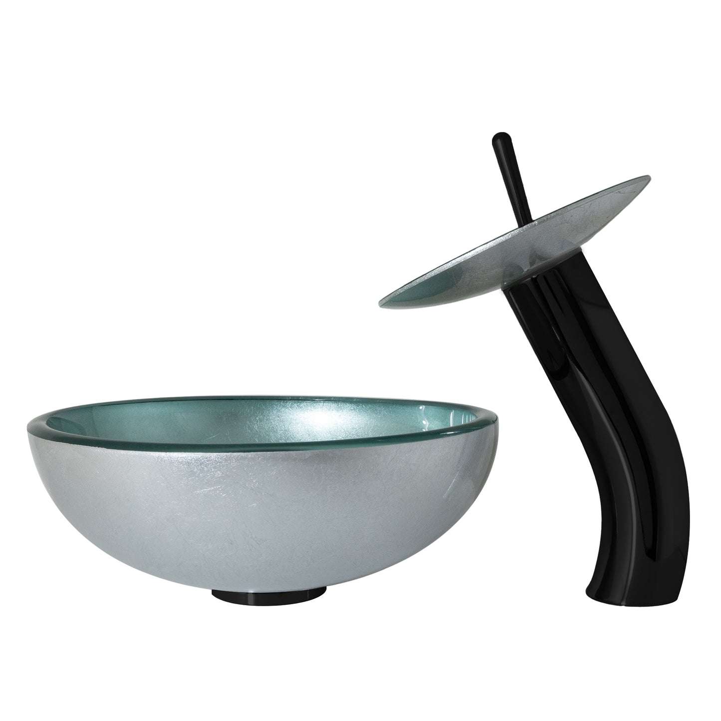 12-inch Silver Foiled Glass Vessel Bath Sink Set