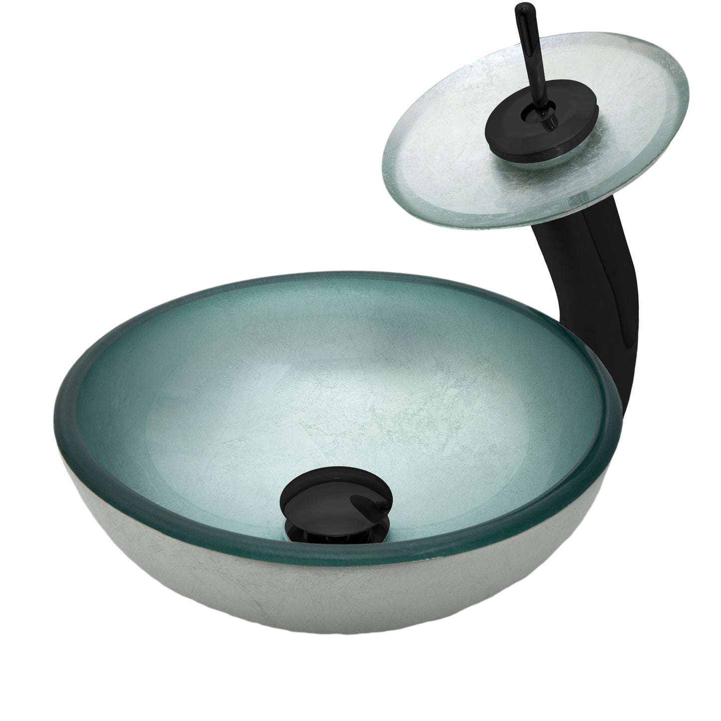 12-inch Silver Foiled Glass Vessel Bath Sink Set