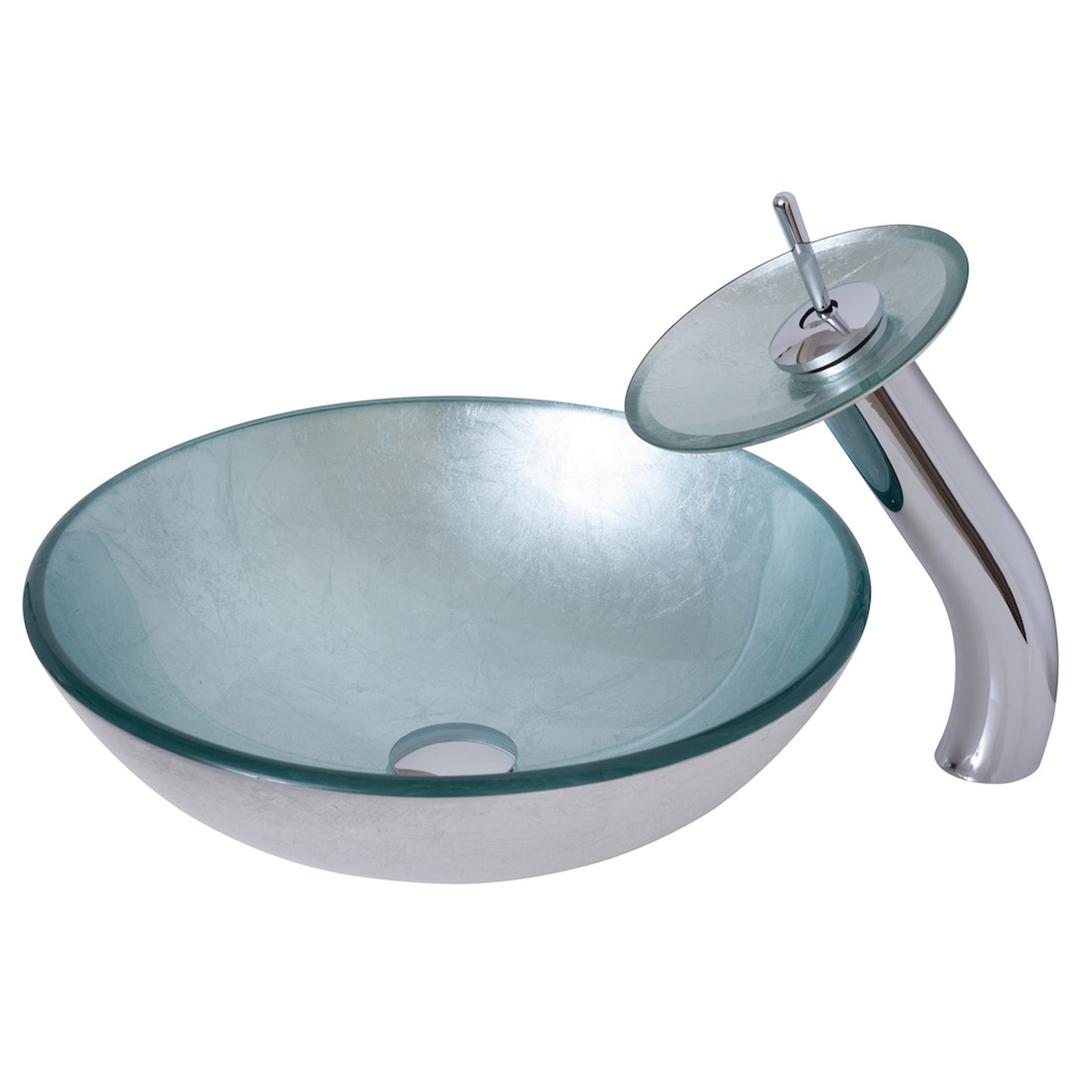 Silver Glass Vessel Sink Set