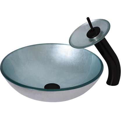 Round Silver Foiled Glass Vessel Bath Sink Combo Series NSFC-7032001