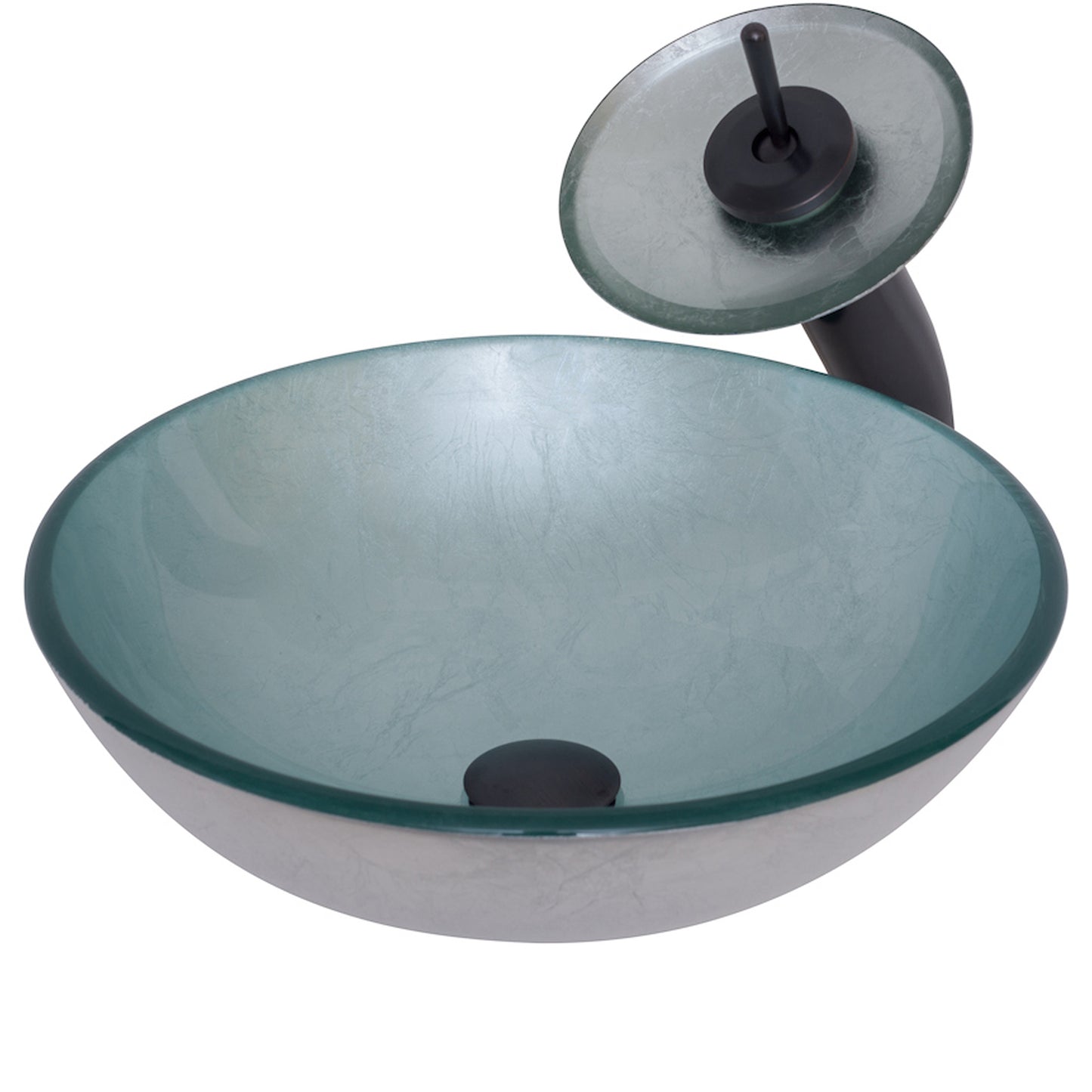 Silver Glass Vessel Sink Set