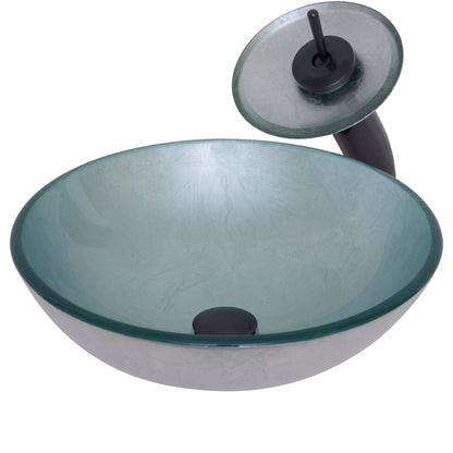 Silver Glass Vessel Sink Set