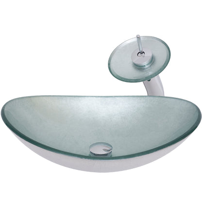 Silver Glass Vessel Sink Set