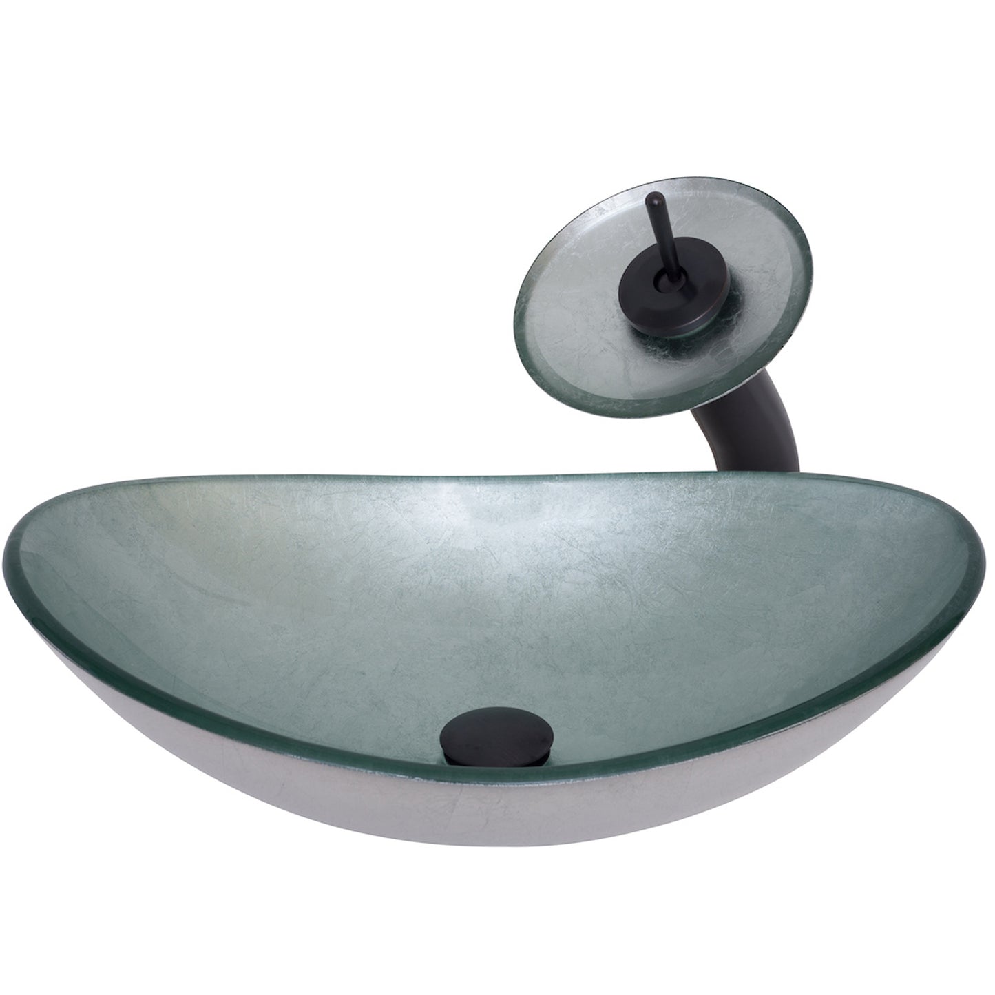 Silver Glass Vessel Sink Set