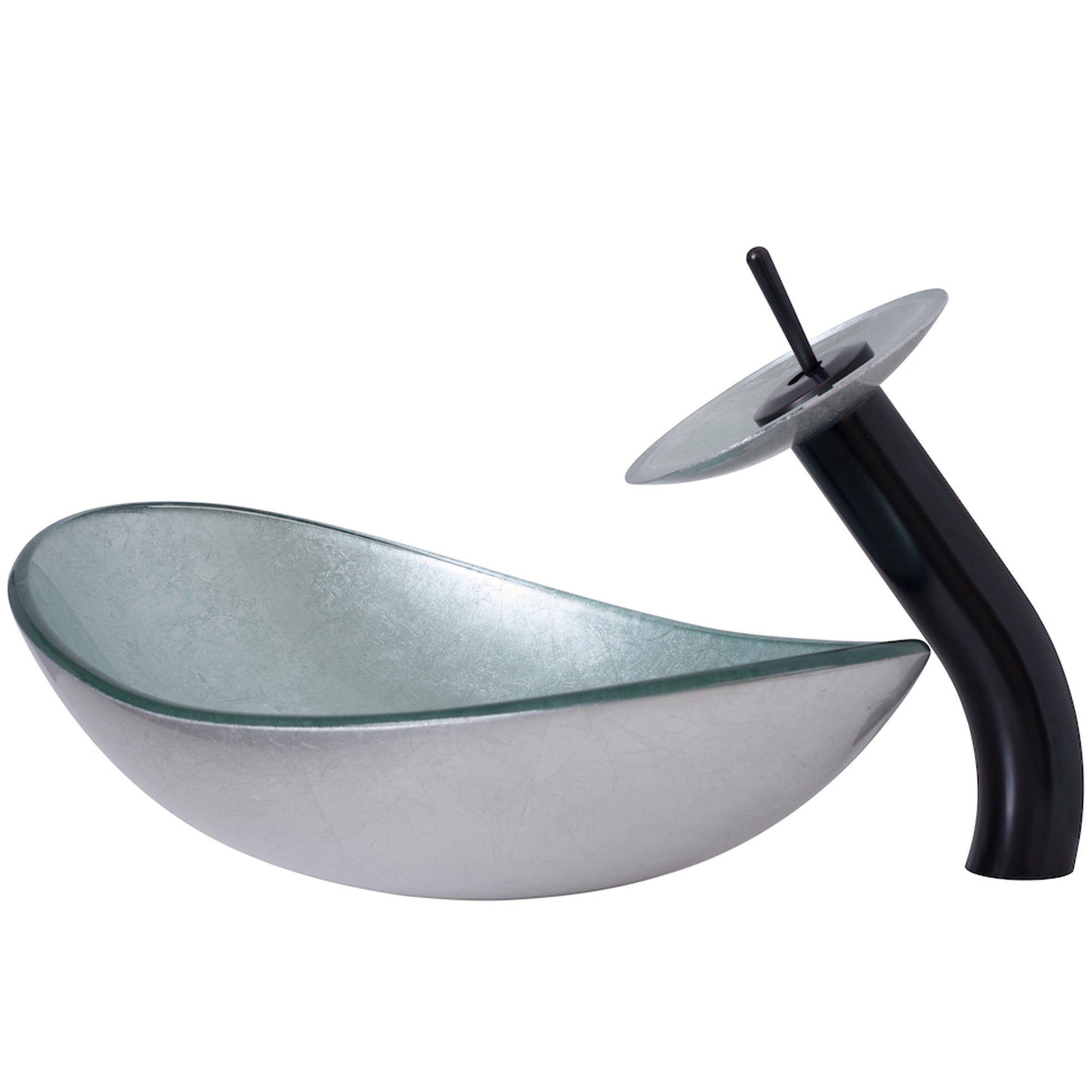 Silver Glass Vessel Sink Set