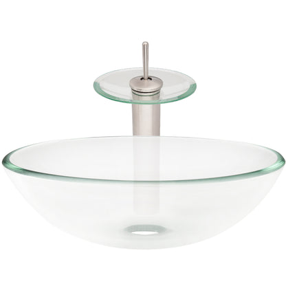 Round Clear Glass Vessel Bath Sink Combo Set