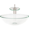Round Clear Glass Vessel Bath Sink Combo Set
