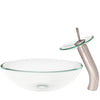 Round Clear Glass Vessel Bath Sink Combo Set