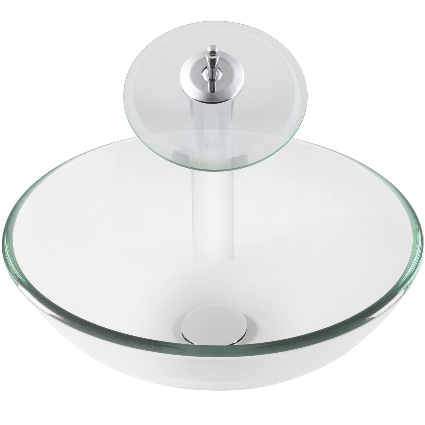 glass vessel sink and faucet set
