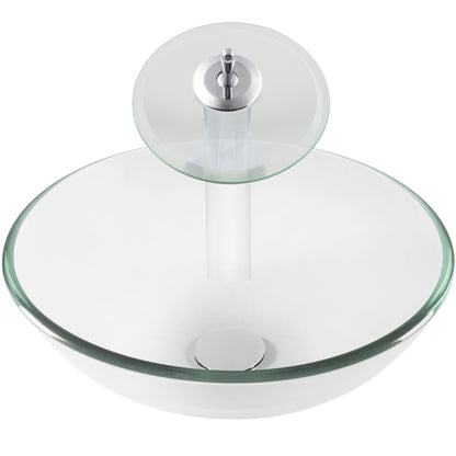 glass vessel sink and faucet set