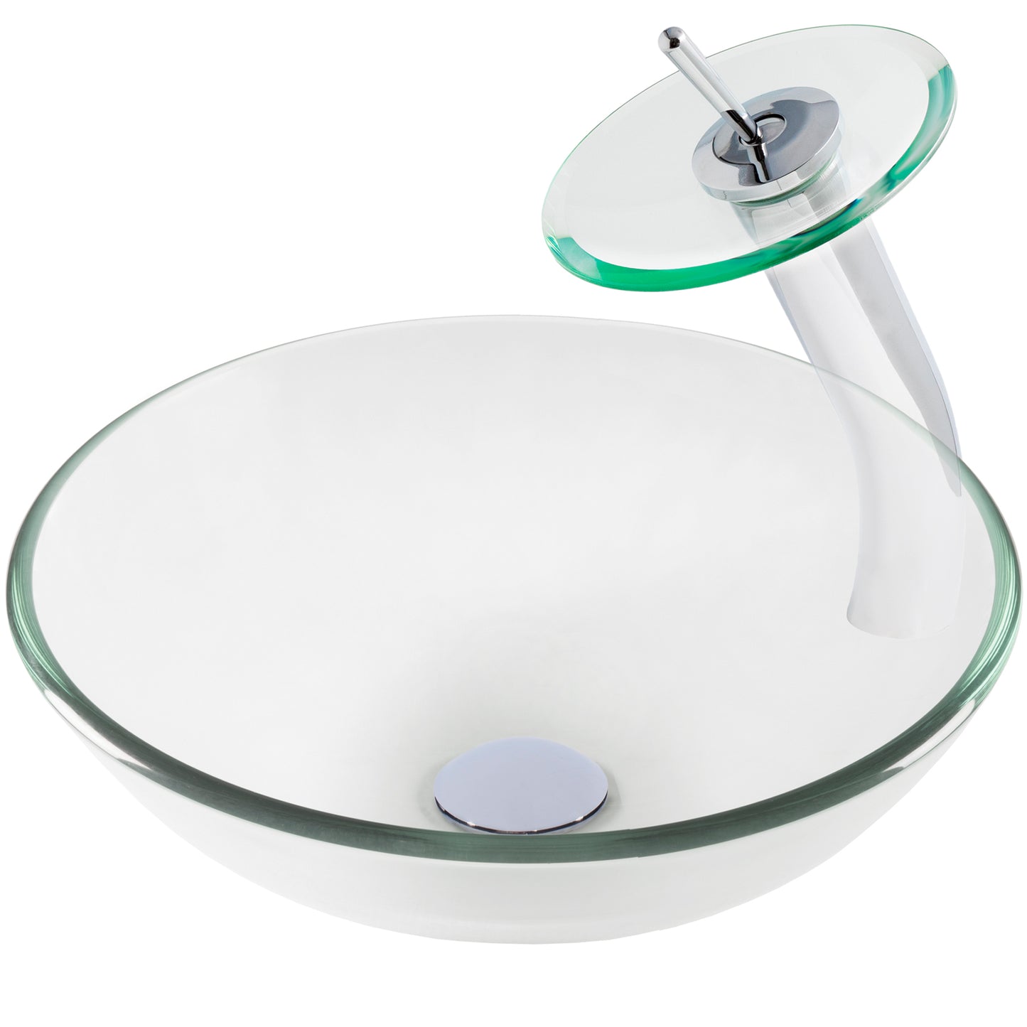 glass vessel sink and faucet set