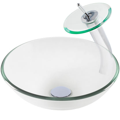 glass vessel sink and faucet set