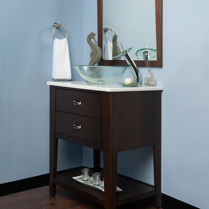 Clear Round Tempered Glass Vessel Bathroom Sink TIG-8048