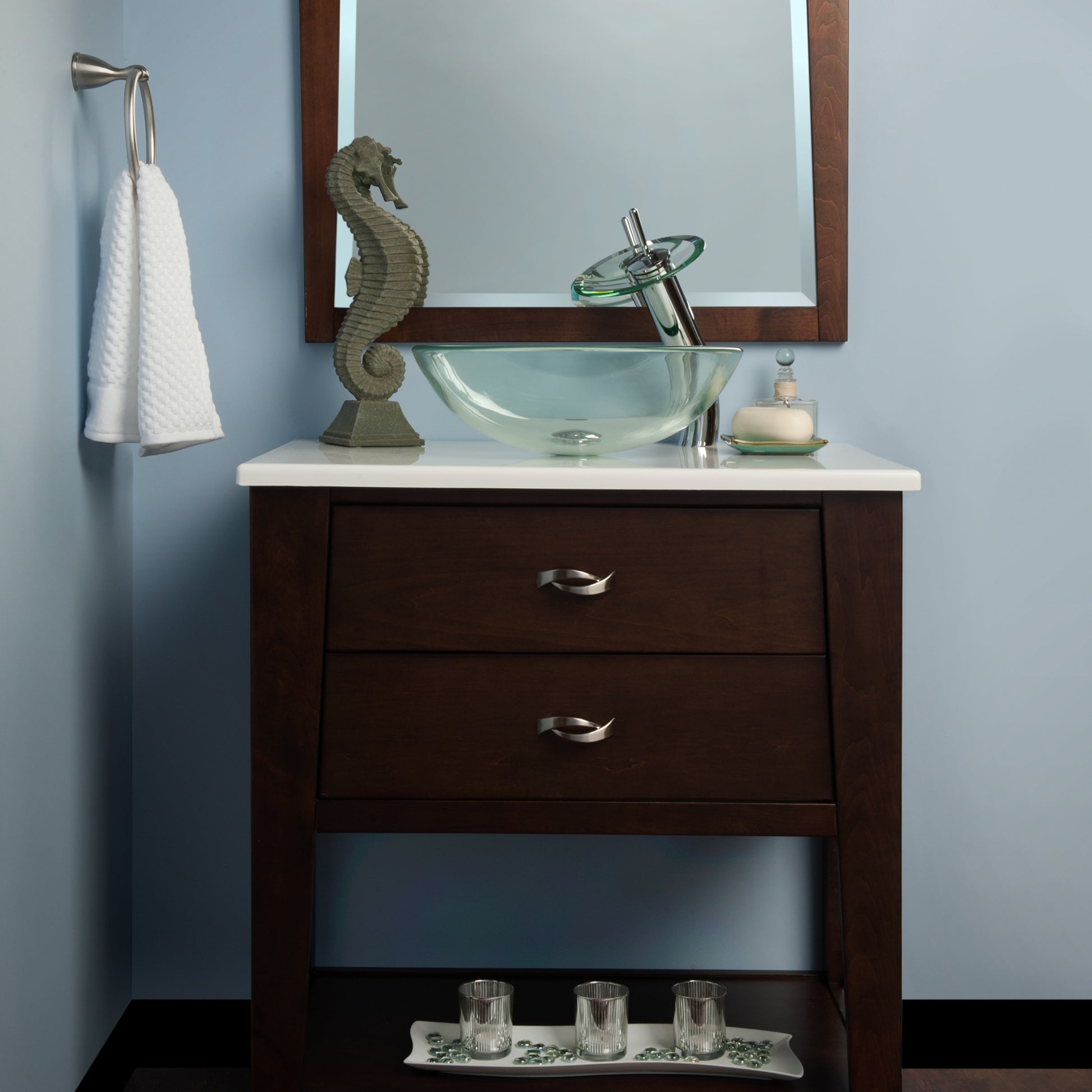 glass vessel sink and faucet set