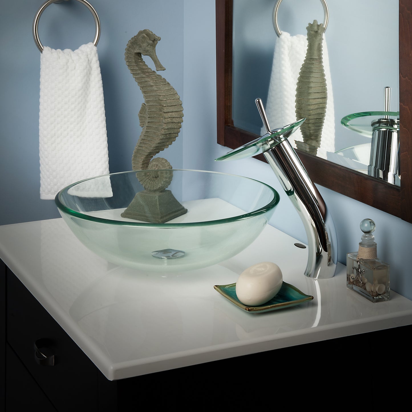 Clear Round Tempered Glass Vessel Bathroom Sink TIG-8048