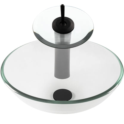 glass vessel sink and faucet set