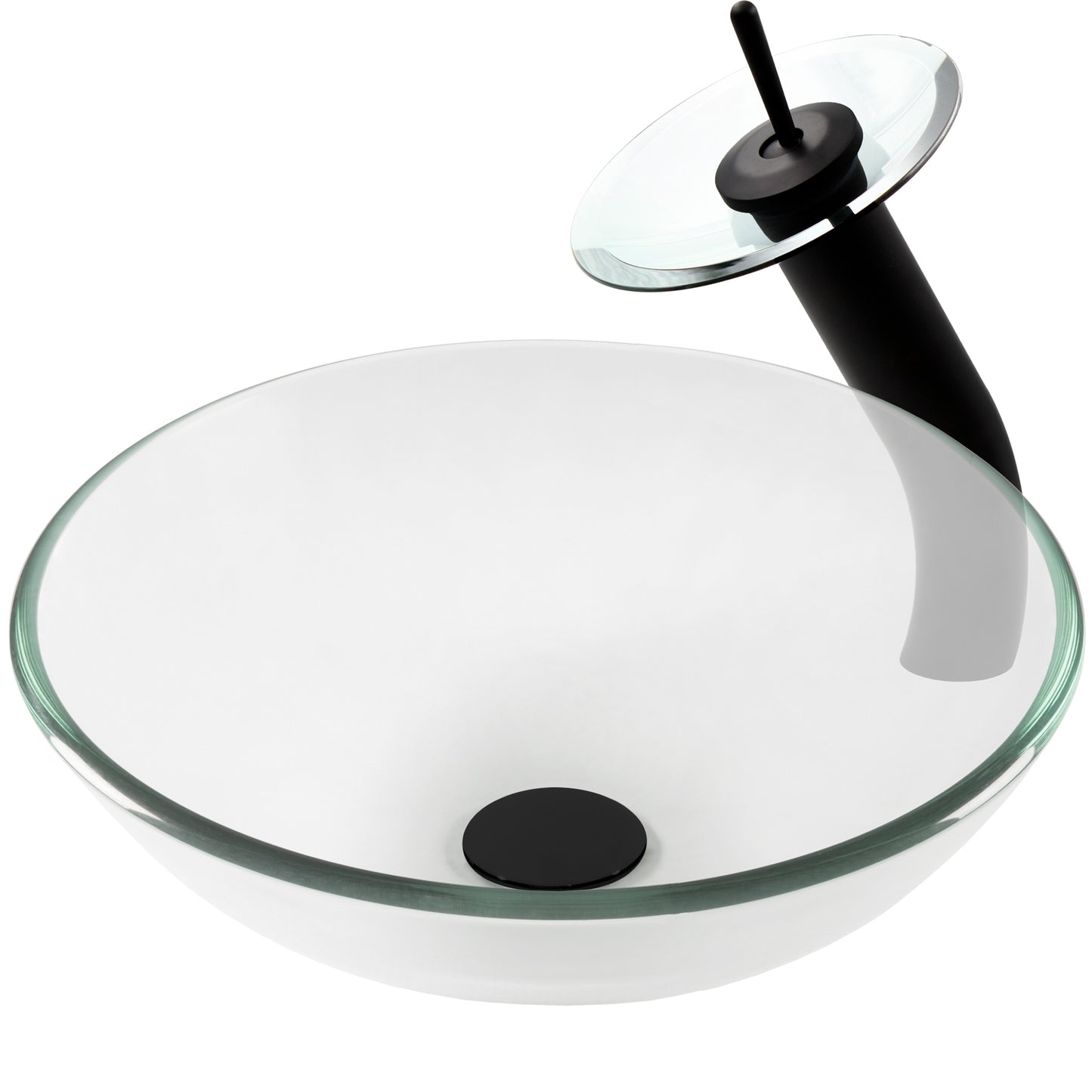 glass vessel sink and faucet set