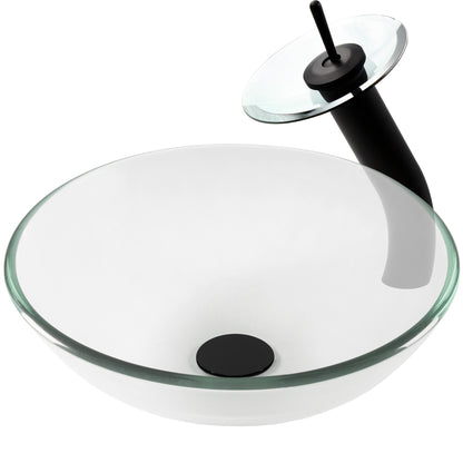 glass vessel sink and faucet set